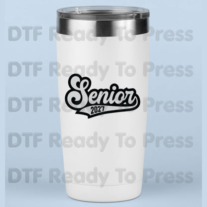 Senior 2027 Varsity Retro DTF Transfer Ready to Press Class of 2027 Graduation Heat Transfer for Shirts High School Senior UV Sticker Prints