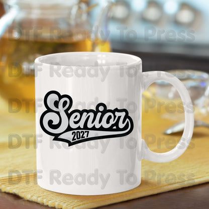 Senior 2027 Varsity Retro DTF Transfer Ready to Press Class of 2027 Graduation Heat Transfer for Shirts High School Senior UV Sticker Prints