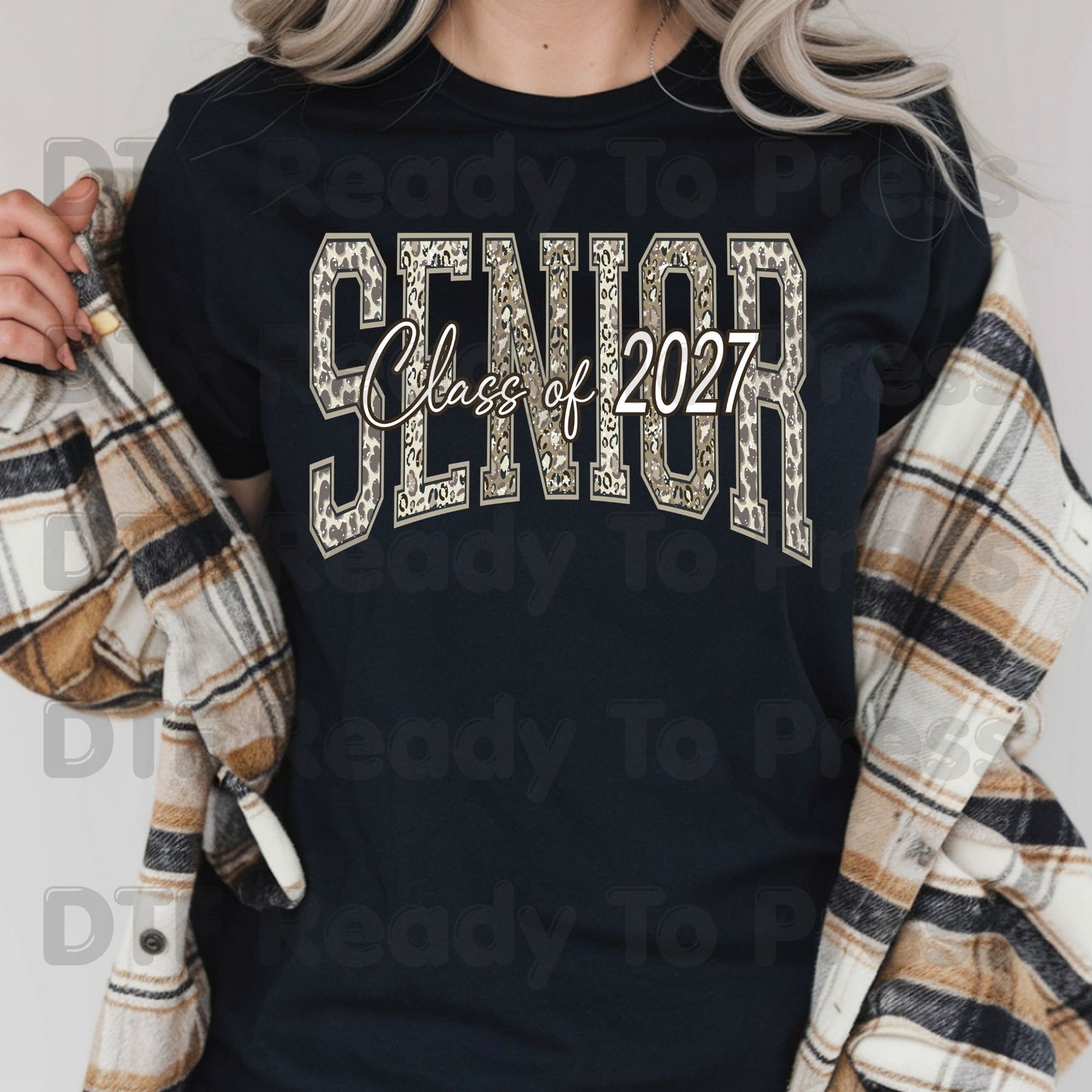 Senior Class of 2027 DTF Transfer Ready to Press Cheetah Print Graduation Heat Transfer for Shirts High School Senior UV Sticker Prints