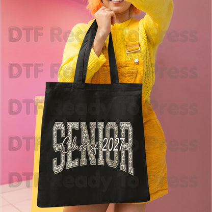 Senior Class of 2027 DTF Transfer Ready to Press Cheetah Print Graduation Heat Transfer for Shirts High School Senior UV Sticker Prints