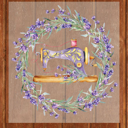 Sewing DTF Transfer Ready to Press Lavender Floral Wreath Purple Machine Quilting Seamstress Hobby DIY Craft UV Sticker Prints