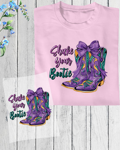 Shake Your Bootie Mardi Gras Cowboy Boot DTF Transfer Sheet