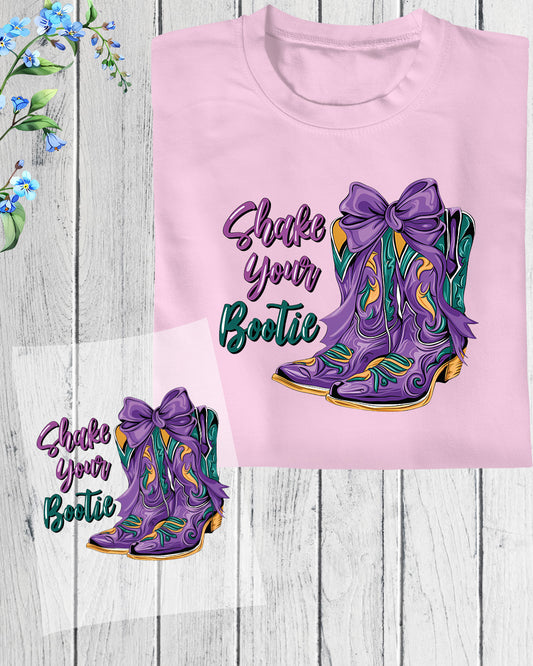 Shake Your Bootie Mardi Gras Cowboy Boot DTF Transfer Sheet