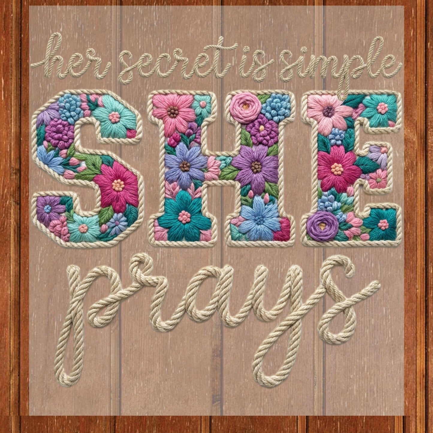 She Prays DTF Transfer Ready to Press Her Secret is Simple Floral Religious Christian Faith Spiritual Gift UV Sticker Prints
