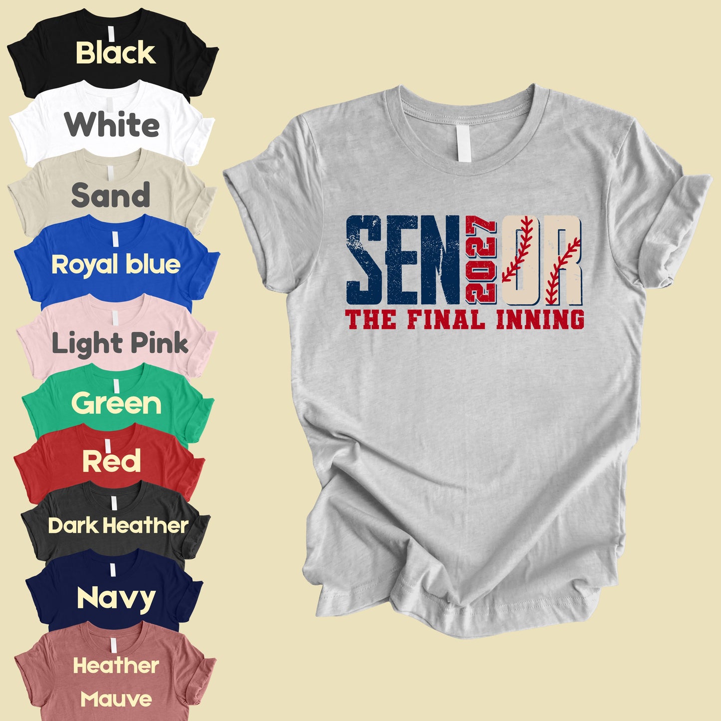Senior Baseball 2027 The Final Inning T-Shirt, Class of 2027 Distressed Stitches Graduation Tee