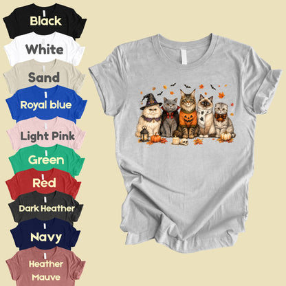 Halloween Cats Comfort Colors T Shirts Cute Witchy Kitty Sweater Tee Spooky Pumpkin Vampire Cat Shirt Autumn Fall Leaves Graphic Gifts