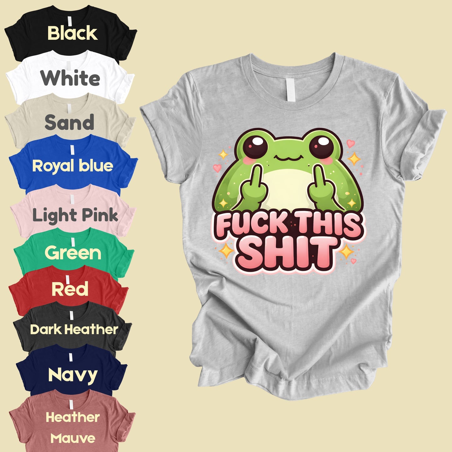 Fck This Shit Frog Sarcastic T-Shirt, Middle Finger Green Toad Sparkles Tee Sweatshirt