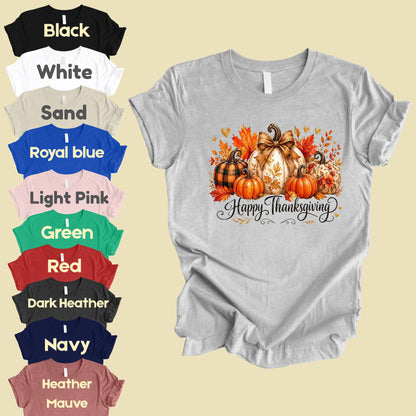 Happy Thanksgiving Fall Leaves Pumpkins Retro Autumn T-Shirt, Thanksgiving Tee