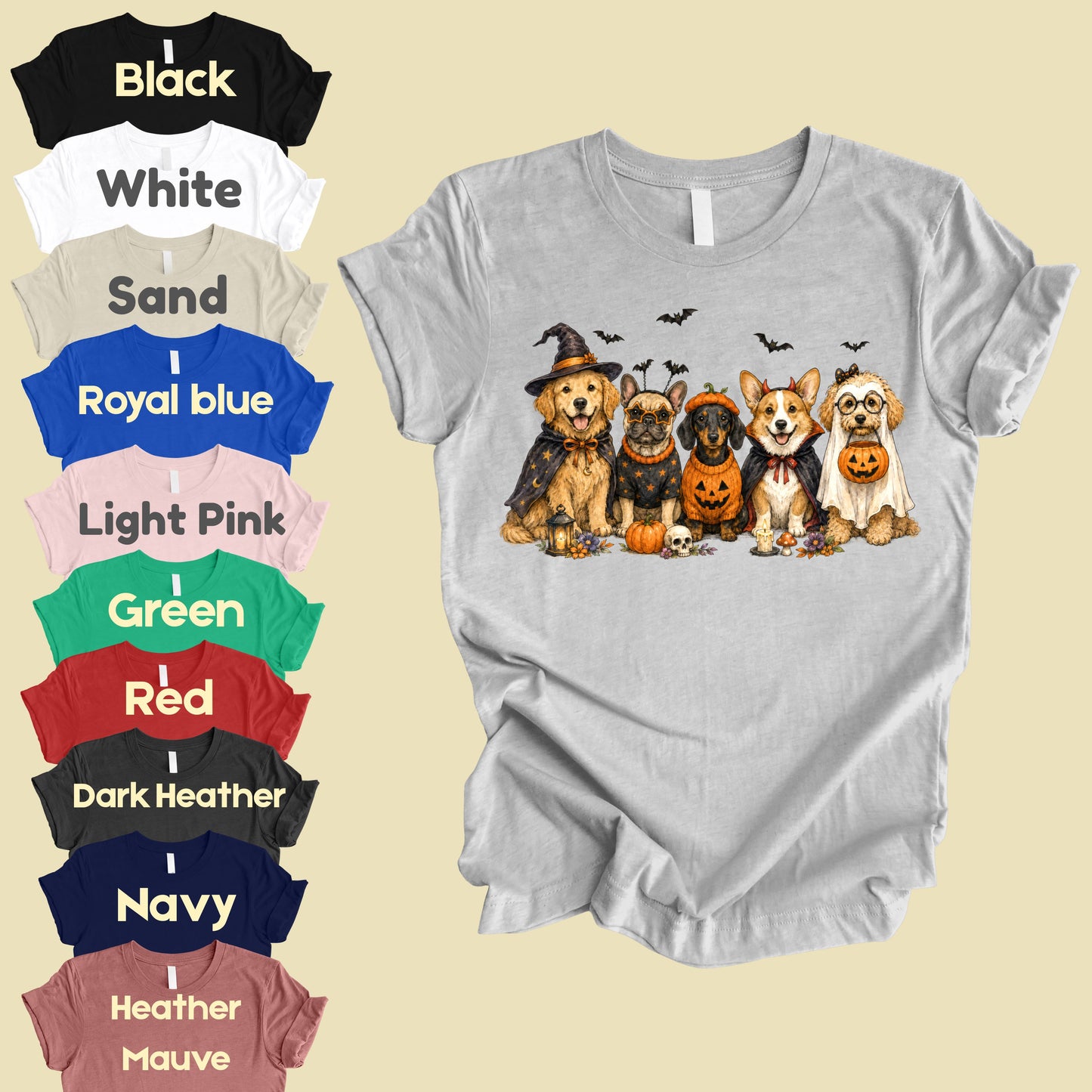Halloween Dogs Comfort Colors T Shirts Cute Witchy Puppy Pumpkin Tees Spooky Costume Corgi Frenchie Golden Retriever Shirt Autumn Fall Graphic Hoodie
