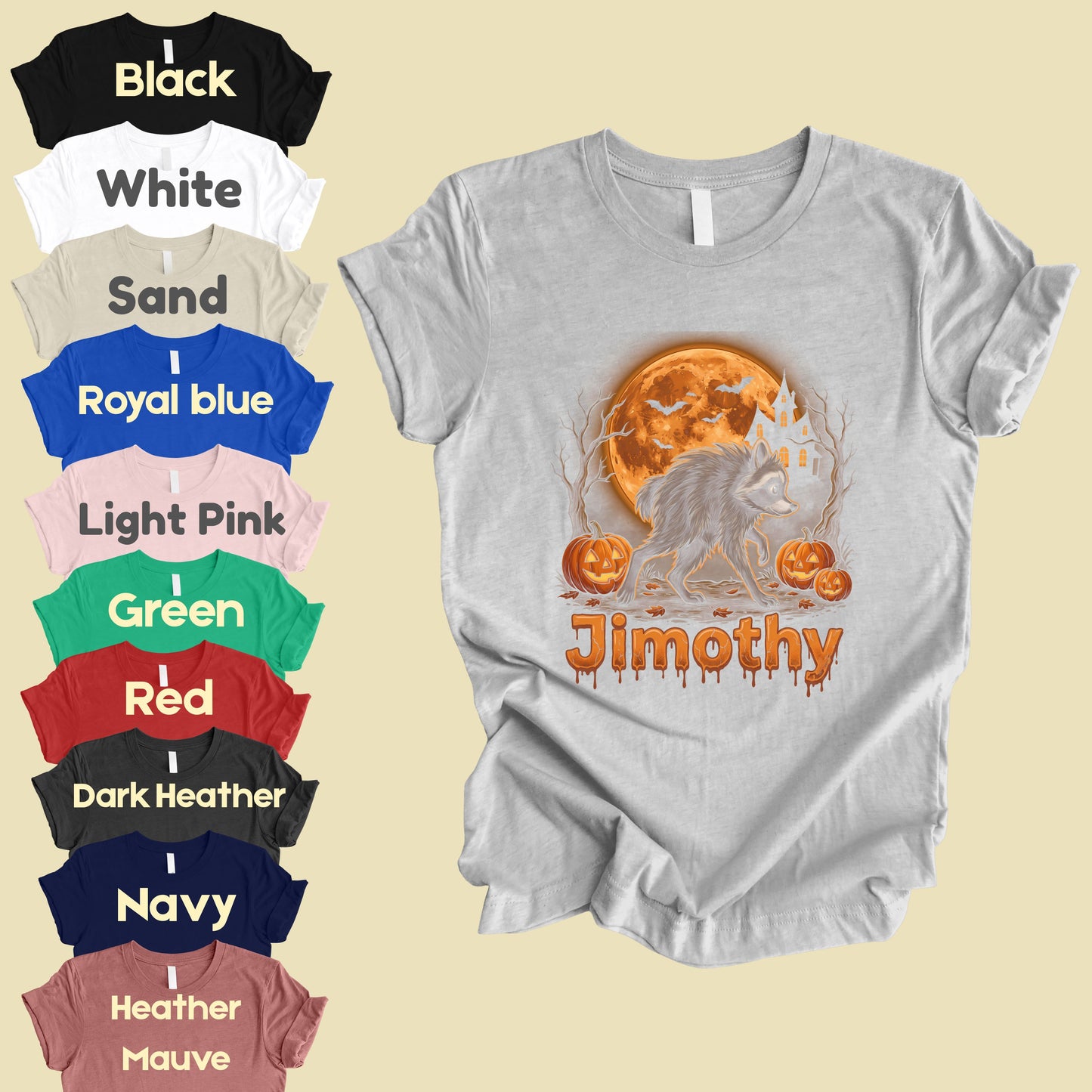Halloween Jimothy Werewolf T-Shirt, Spooky Moon Pumpkin Horror Tee