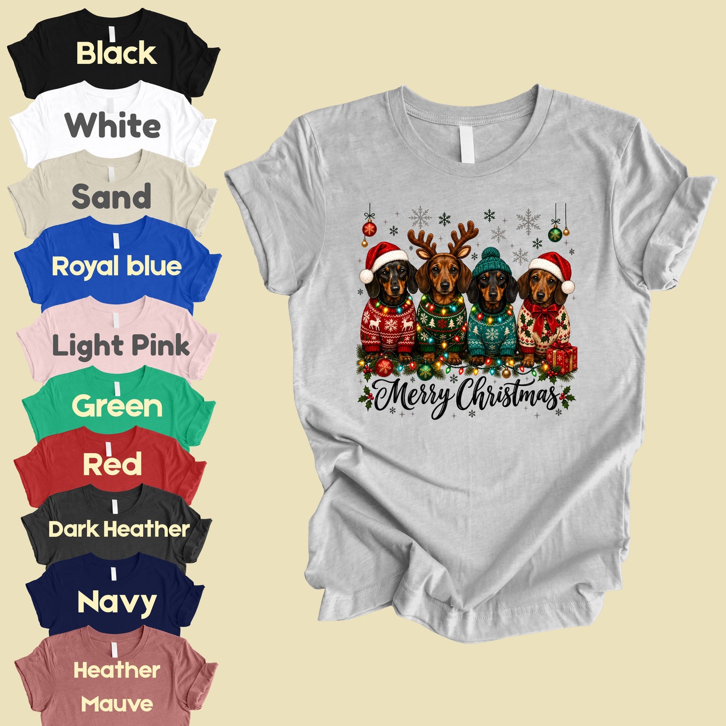 Christmas Dachshund Merry Christmas Dogs T-Shirt, Santa Hat Holiday Pet Lover Tee