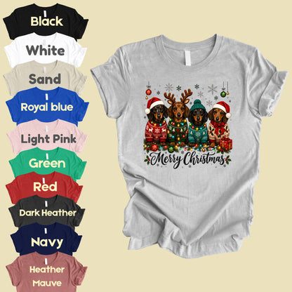 Christmas Dachshund Merry Christmas Dogs T-Shirt, Santa Hat Holiday Pet Lover Tee