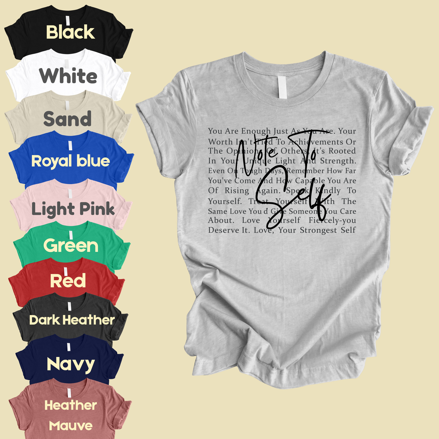 Note to Self Inspirational Self Love Quote T-Shirt, Women Motivational Tee