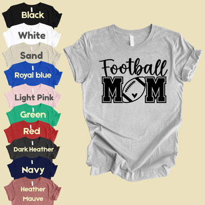 Football Mom Game Day Heart T-Shirt, Sports Season Varsity Letters Comfort Color Tee