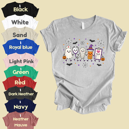 Spooky Nurse Squad Halloween Medical T-Shirt, Ghost Stethoscope Pill Bottle Tee