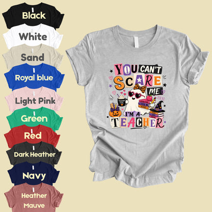 You Can't Scare Me Teacher Halloween T-Shirt, Ghost Books Coffee Comfort Color Tee