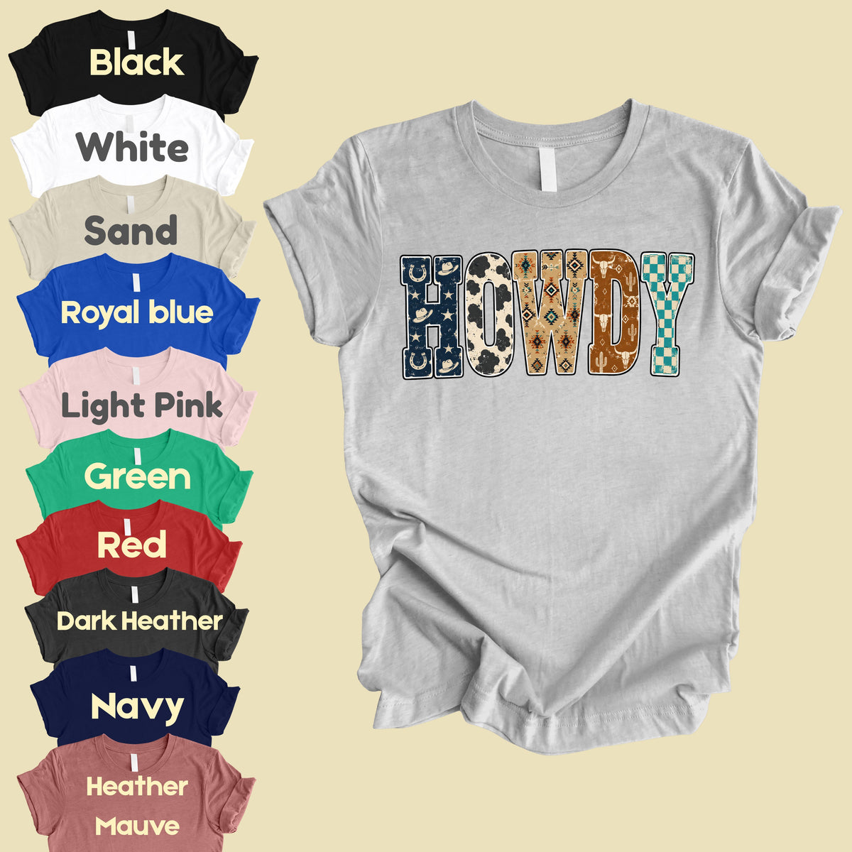 Western Howdy Cow Print T-Shirt, Southwestern Western Vibe Comfort Color Tee