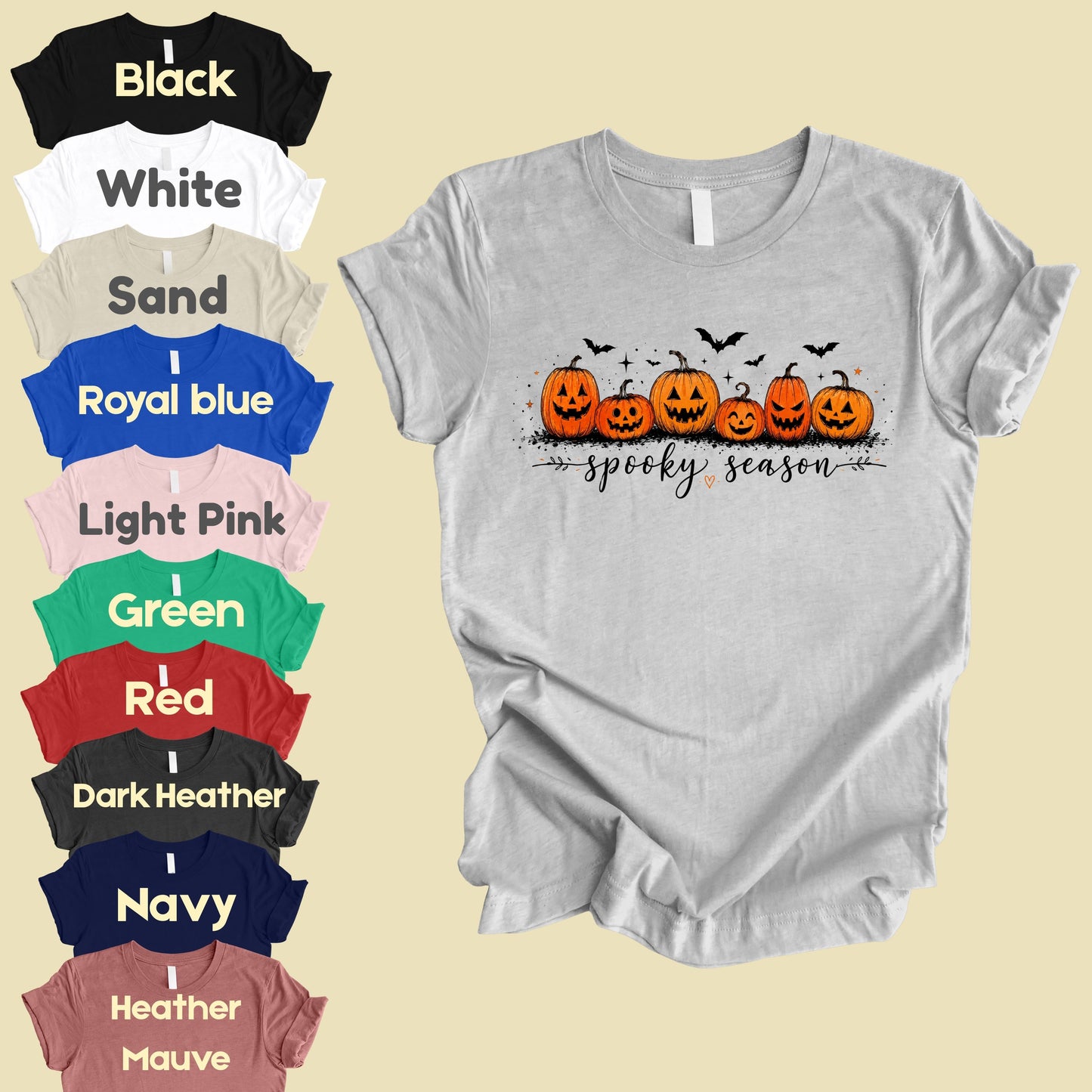 Spooky Season Jack O Lantern T-Shirt, Pumpkin Patch Bats Cursive Halloween Tee Sweatshirt