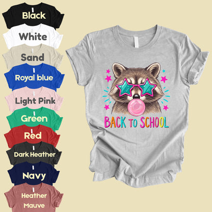 Back to School Raccoon T-Shirt, Star Sunglasses Bubblegum Trash Panda Comfort Color Tee