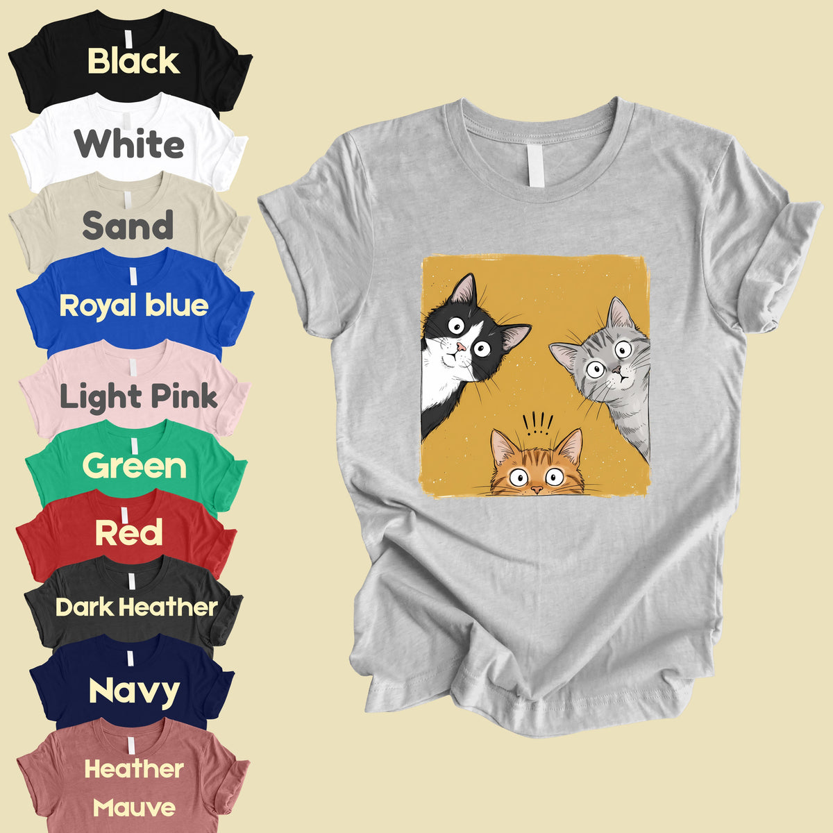 Curious Cats Peeking Cats T-Shirt, Funny Cat Lover Kittens Tee