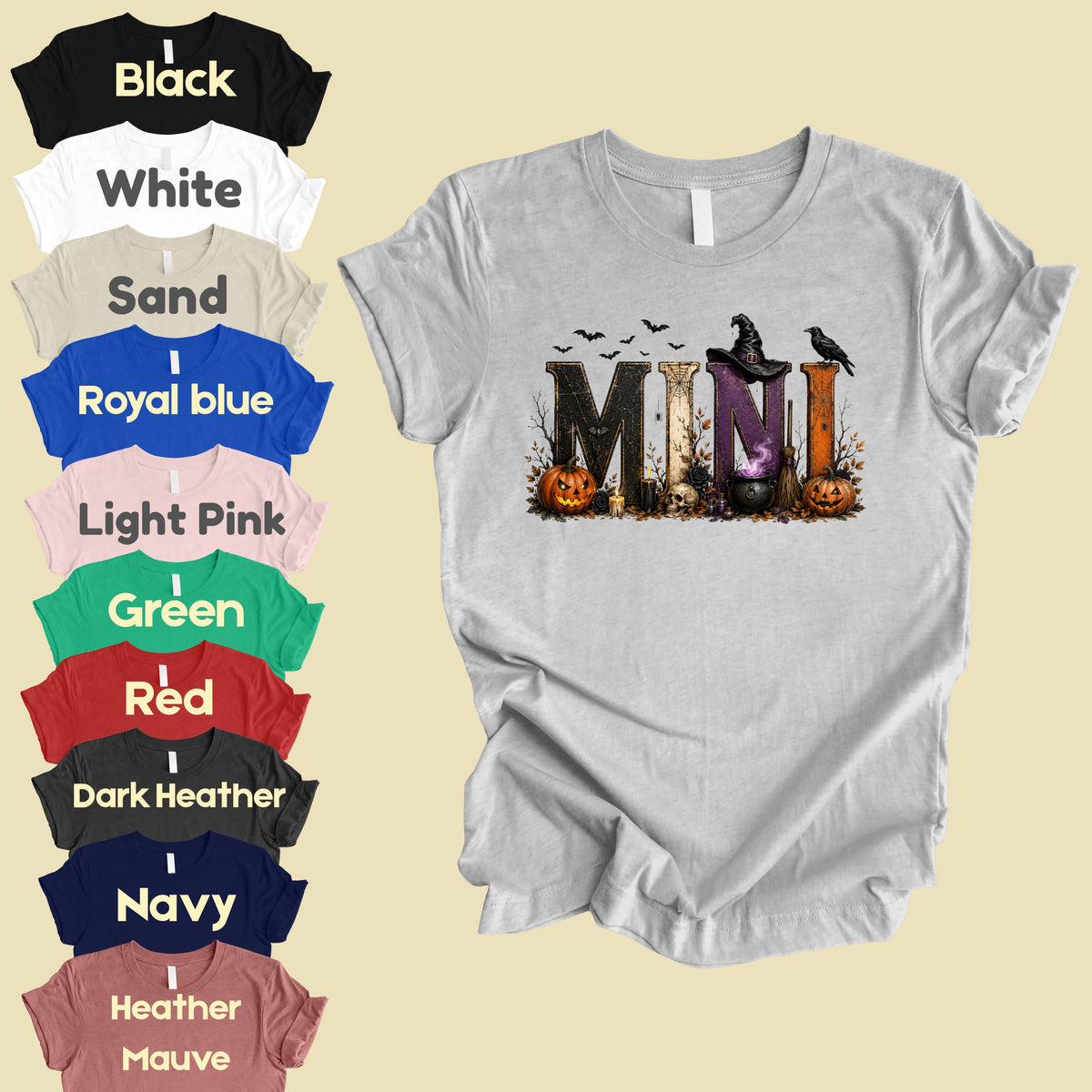 Mini Halloween Witch Hat Cauldron Pumpkin Kids T-Shirt, Spooky Season Tee