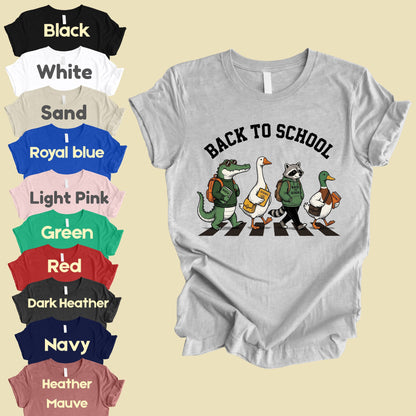 Back to School Animal T-Shirt, Abbey Road Alligator Goose Raccoon Duck Tee Sweatshirt