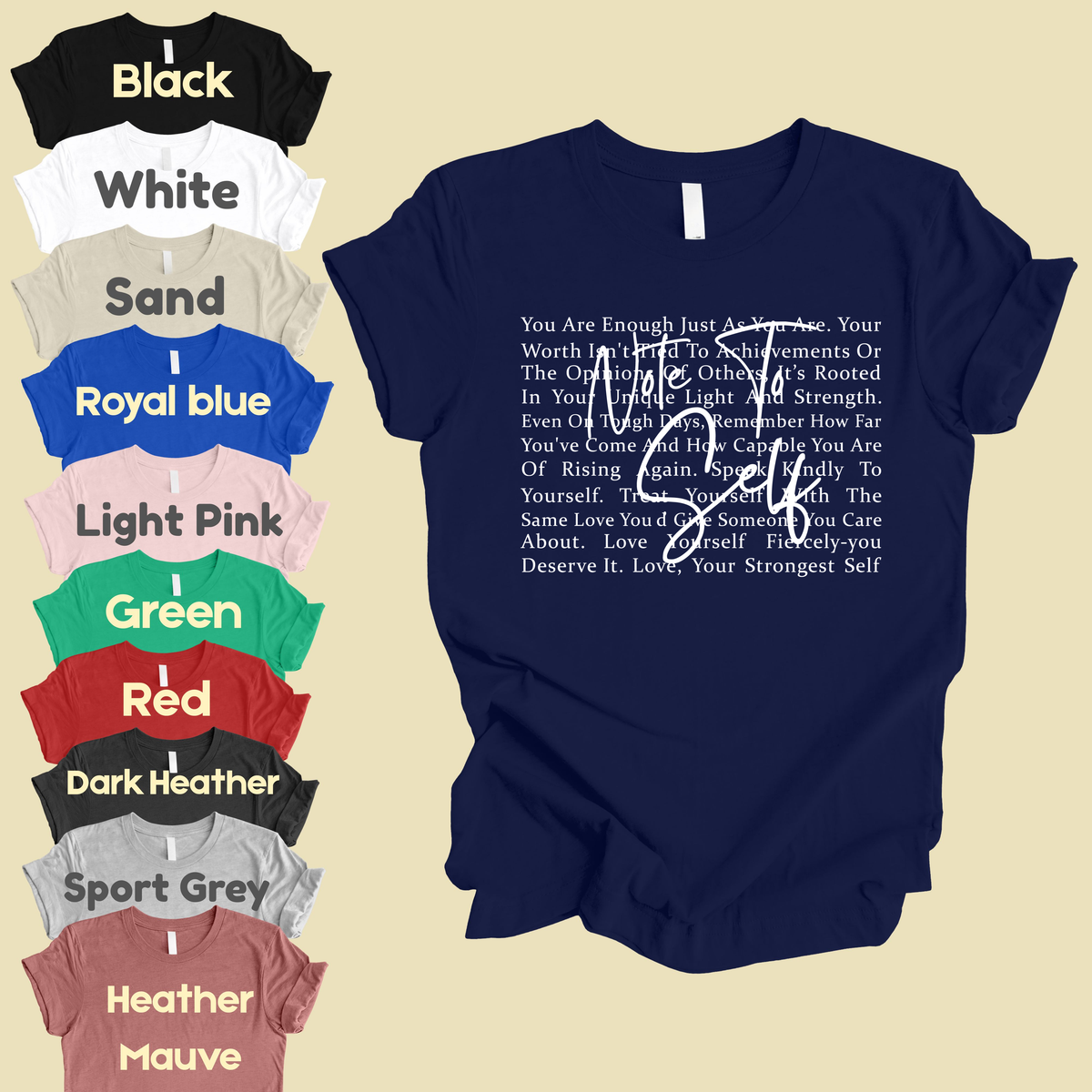 Note to Self Inspirational Self Love Quote T-Shirt, Women Motivational Tee