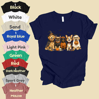 Halloween Dogs Comfort Colors T Shirts Cute Witchy Puppy Pumpkin Tees Spooky Costume Corgi Frenchie Golden Retriever Shirt Autumn Fall Graphic Hoodie