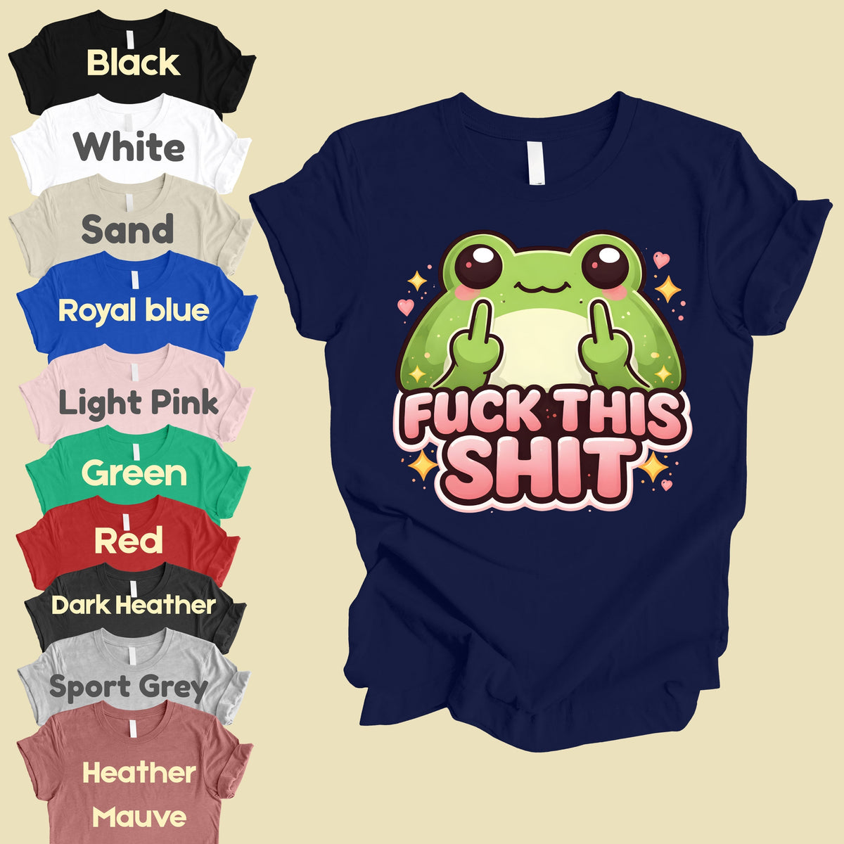 Fck This Shit Frog Sarcastic T-Shirt, Middle Finger Green Toad Sparkles Tee Sweatshirt