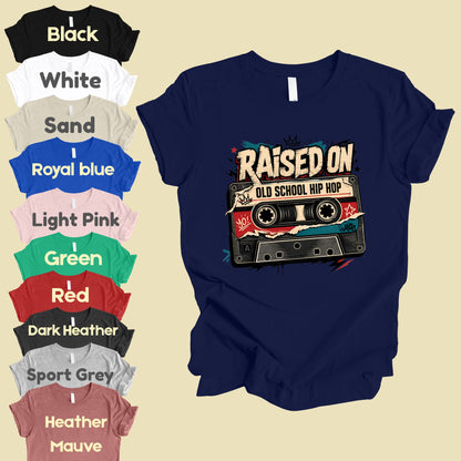 Vintage Cassette Tape Raised on Old School T-Shirt, Hip Hop Retro Music Graffiti Crown Tee