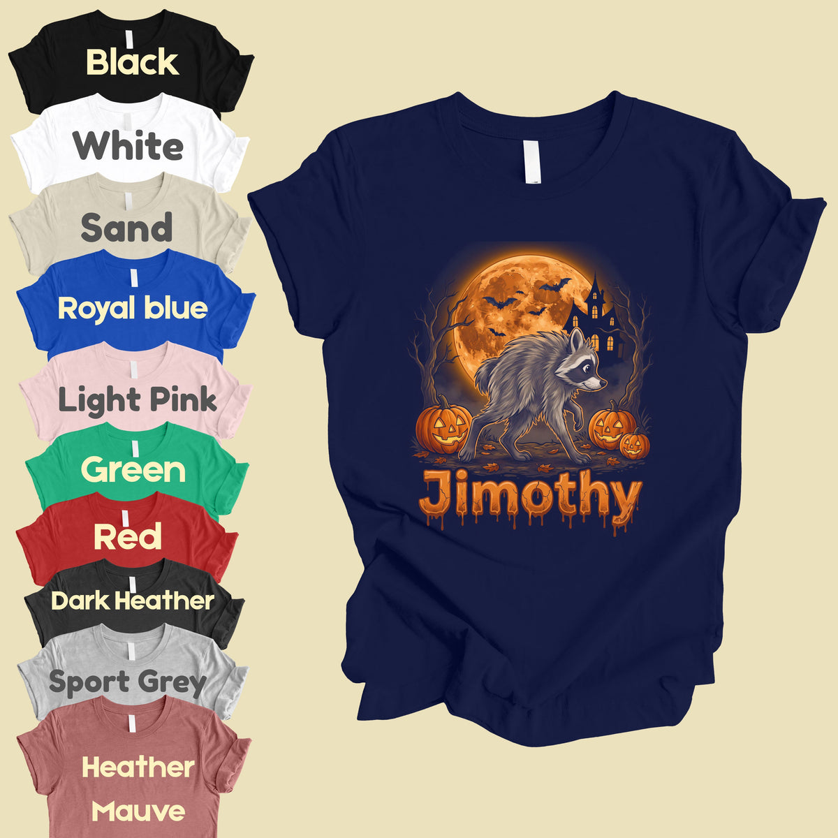 Halloween Jimothy Werewolf T-Shirt, Spooky Moon Pumpkin Horror Tee