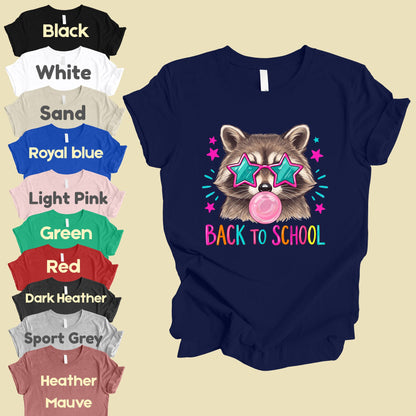 Back to School Raccoon T-Shirt, Star Sunglasses Bubblegum Trash Panda Comfort Color Tee