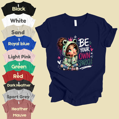 Be Your Own Sparkle Frog Girl T-Shirt, Cute Crown Stars Kids Tee Sweatshirt