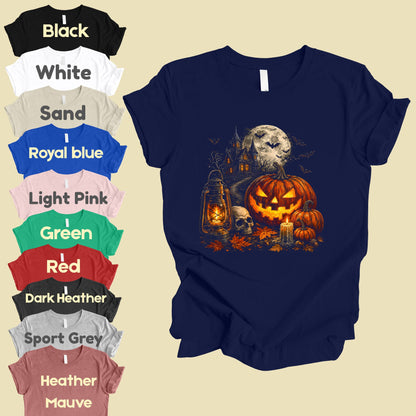 Vintage Haunted House Halloween T-Shirt, Pumpkin Lantern Jack O Lantern Spooky Autumn Tee
