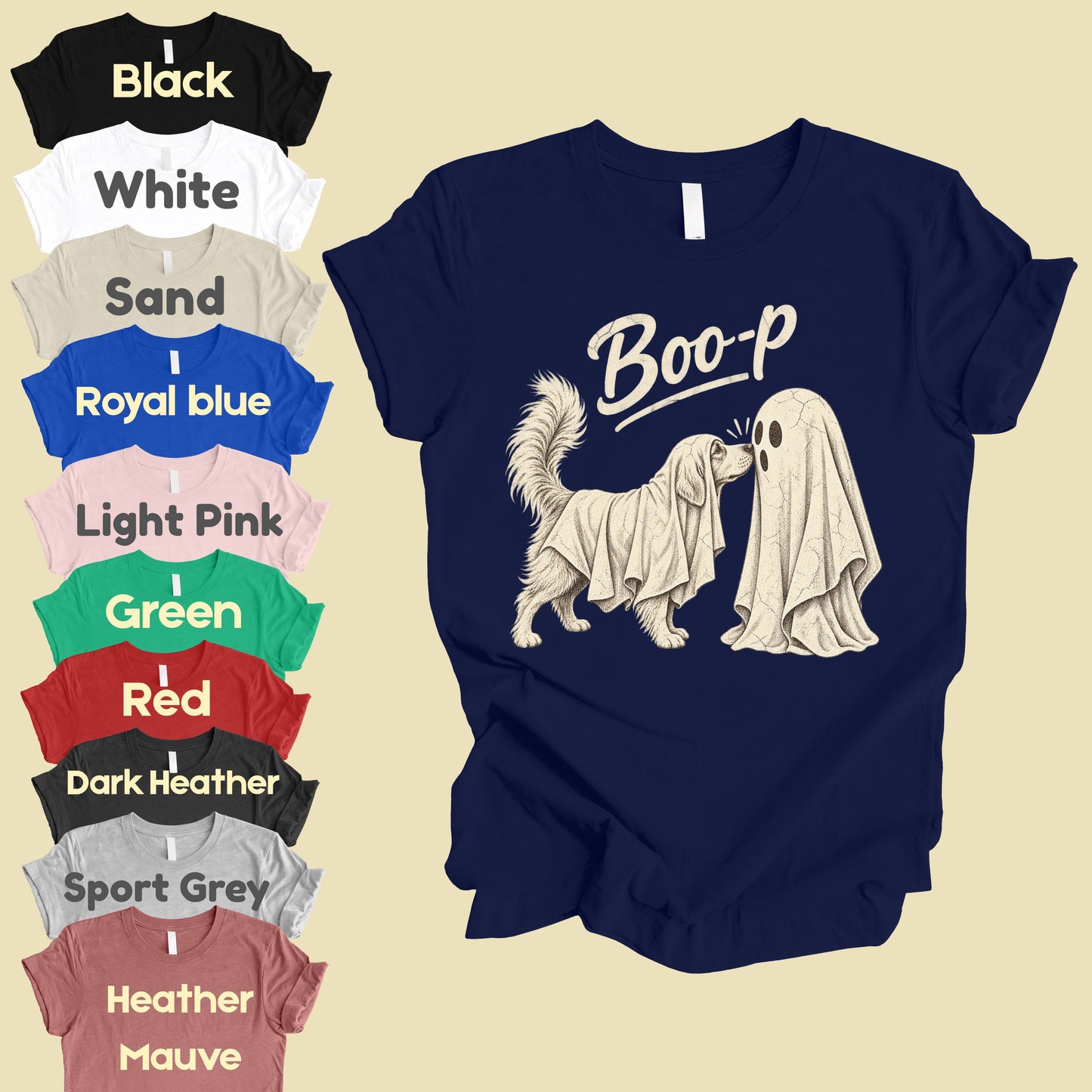 Halloween Dog Ghost Boop T-Shirt, Cute Spooky Season Golden Retriever Dog Lover Tee