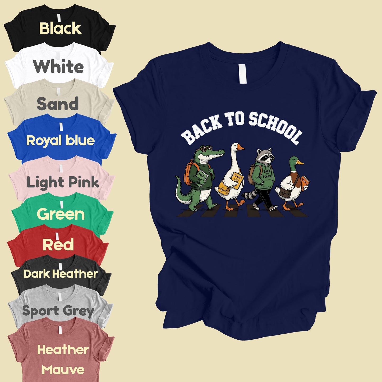 Back to School Animal T-Shirt, Abbey Road Alligator Goose Raccoon Duck Tee Sweatshirt