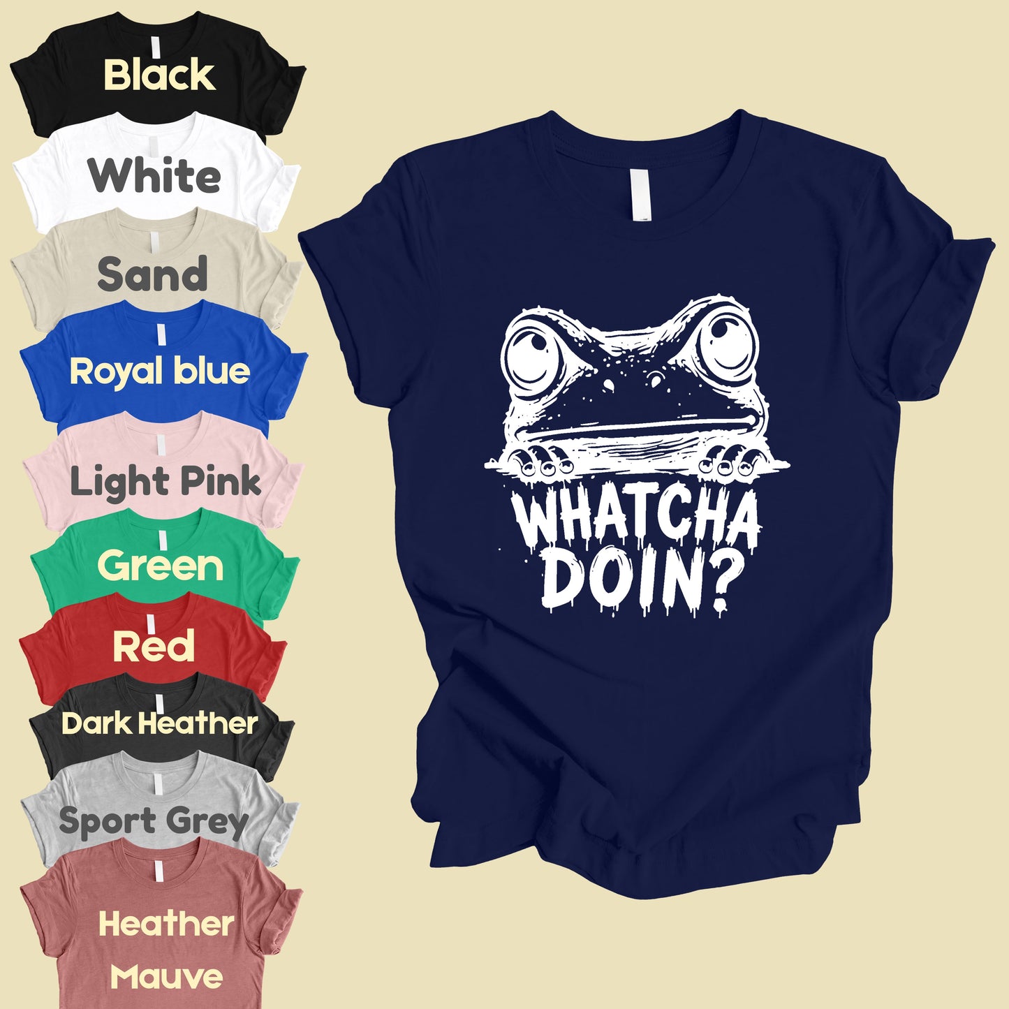 Whatcha Doin Frog Funny Peeking T-Shirt, Black White Cute Frog Tee