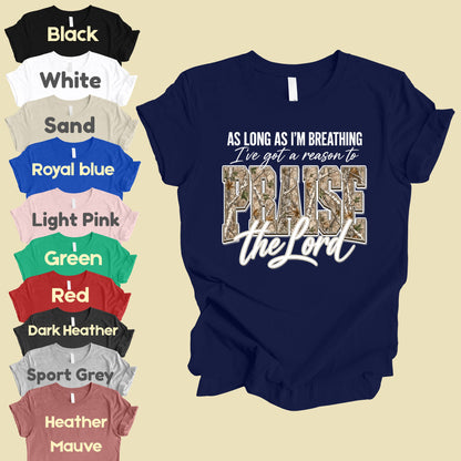 Praise the Lord Christian Camo T-Shirt, Faith Hunting Quote Comfort Color Tee