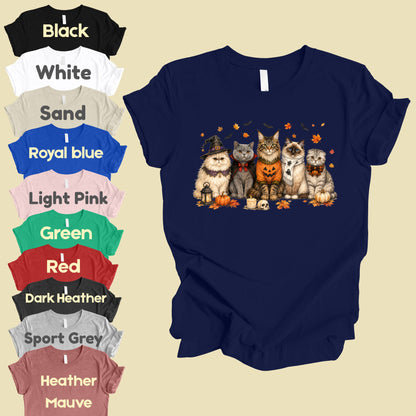 Halloween Cats Comfort Colors T Shirts Cute Witchy Kitty Sweater Tee Spooky Pumpkin Vampire Cat Shirt Autumn Fall Leaves Graphic Gifts