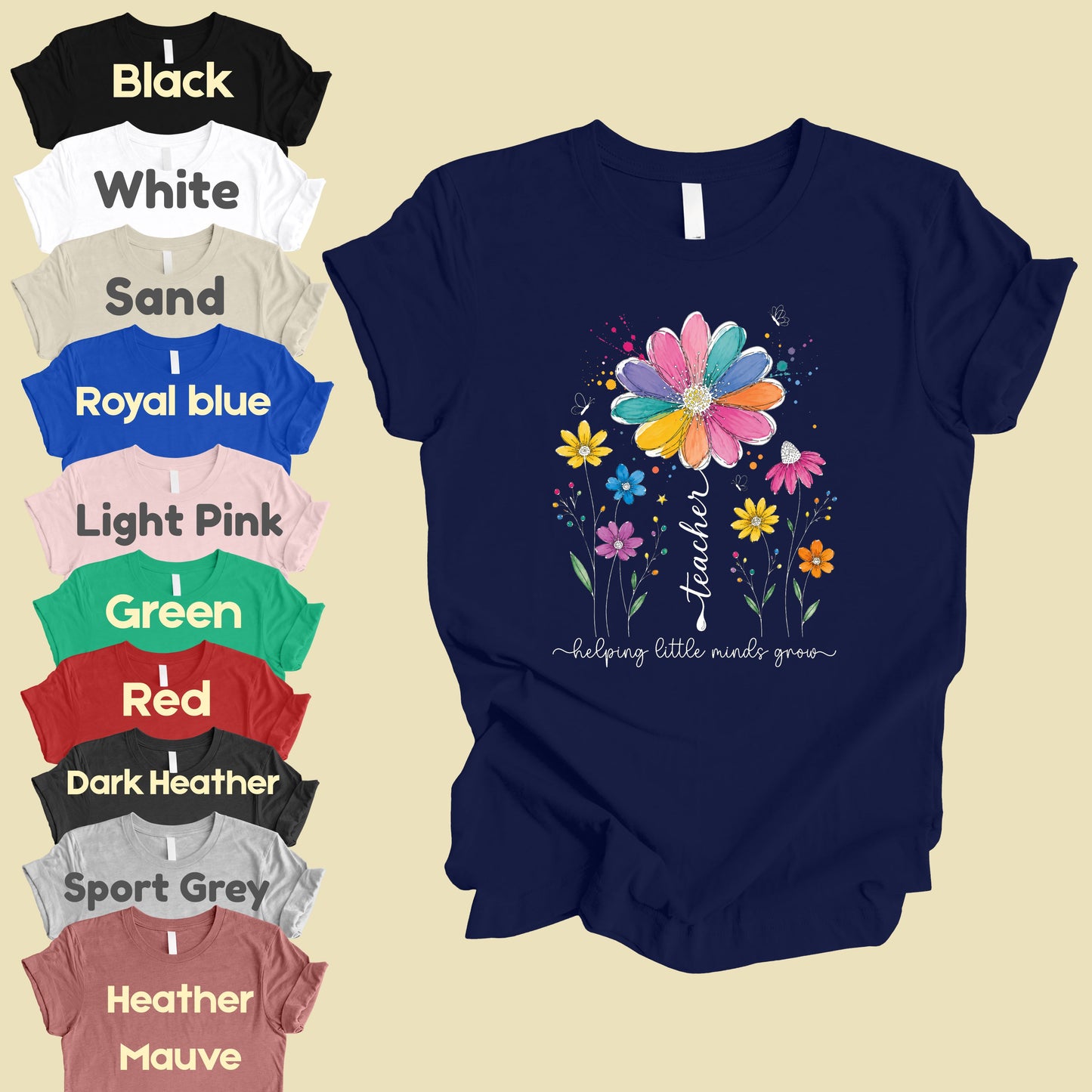 Teacher Helping Little Minds Grow Wildflower T-Shirt, Floral Teacher Quote Tee