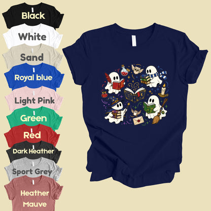 Reading Ghosts Spooky Bookish T-Shirt, Wizard Academy Halloween Comfort Color Tee