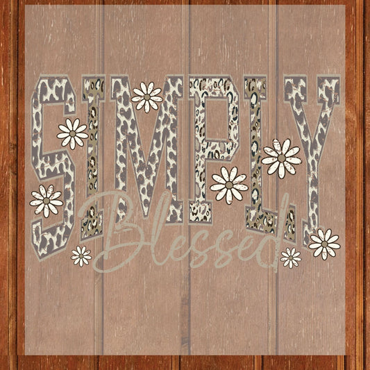 Simply Blessed DTF Transfer Ready to Press Cheetah Leopard Print Daisy Flower Christian Faith Religious Gift UV Sticker Prints