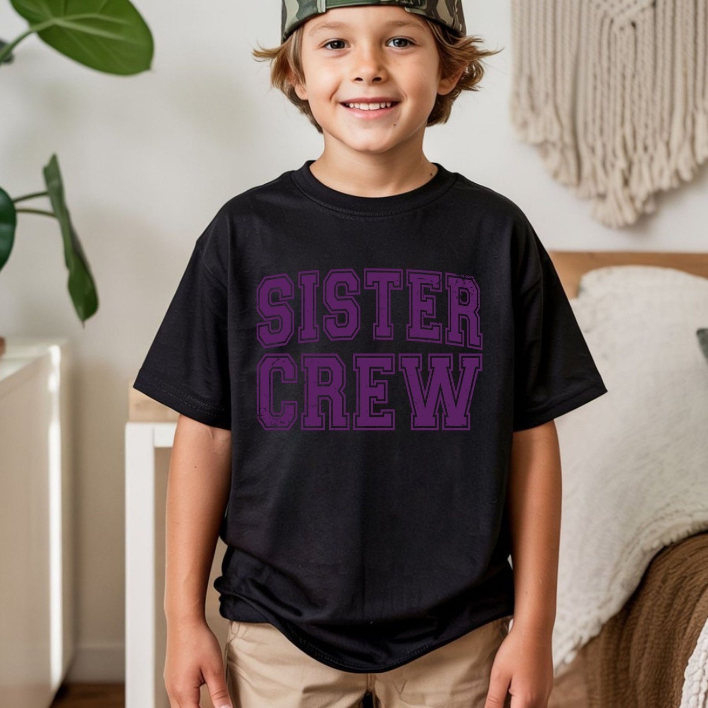 Sister Crew Retro Purple Distressed DTF Transfer