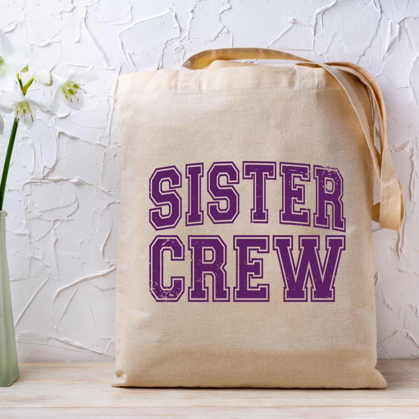 Sister Crew Retro Purple Distressed DTF Transfer