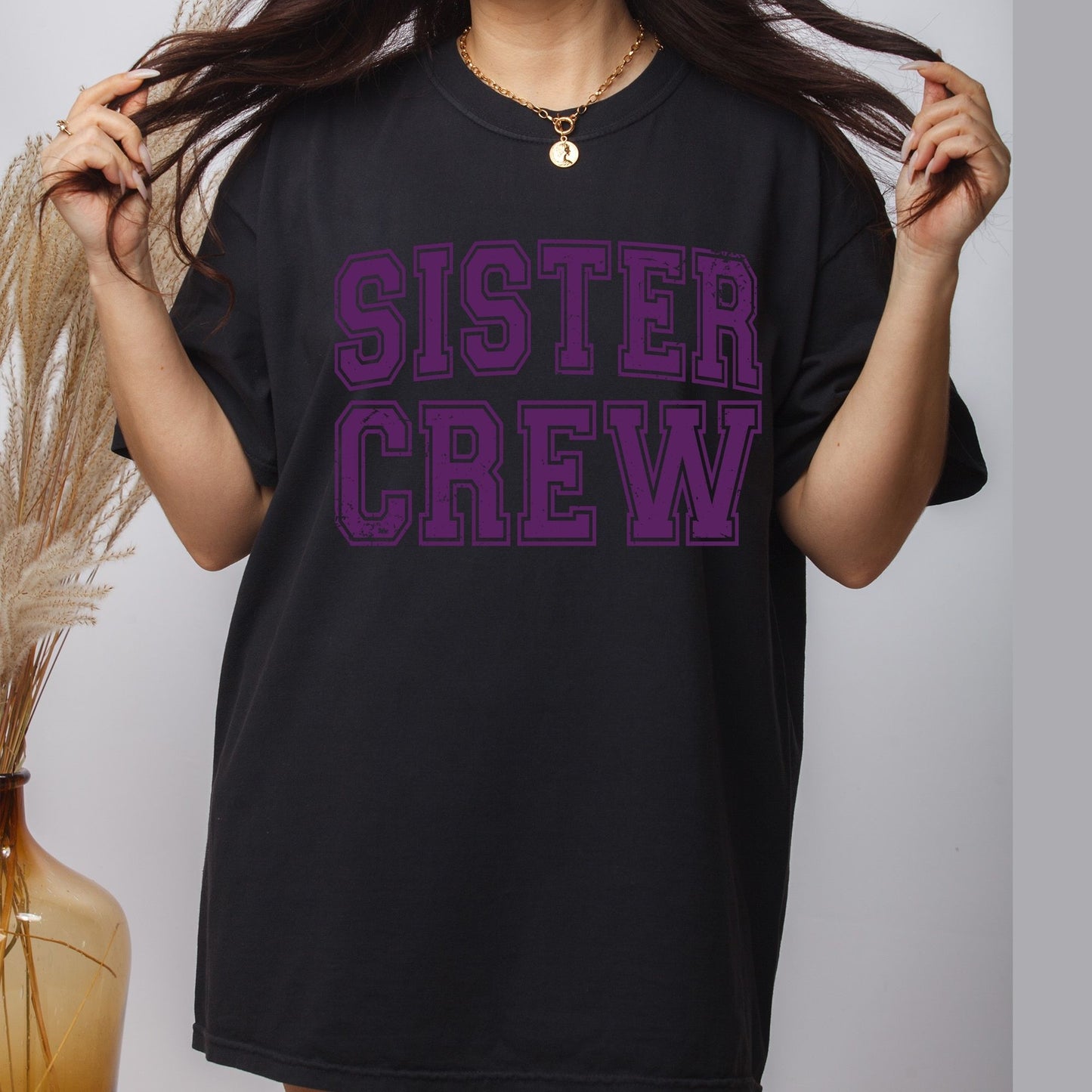 Sister Crew Retro Purple Distressed DTF Transfer