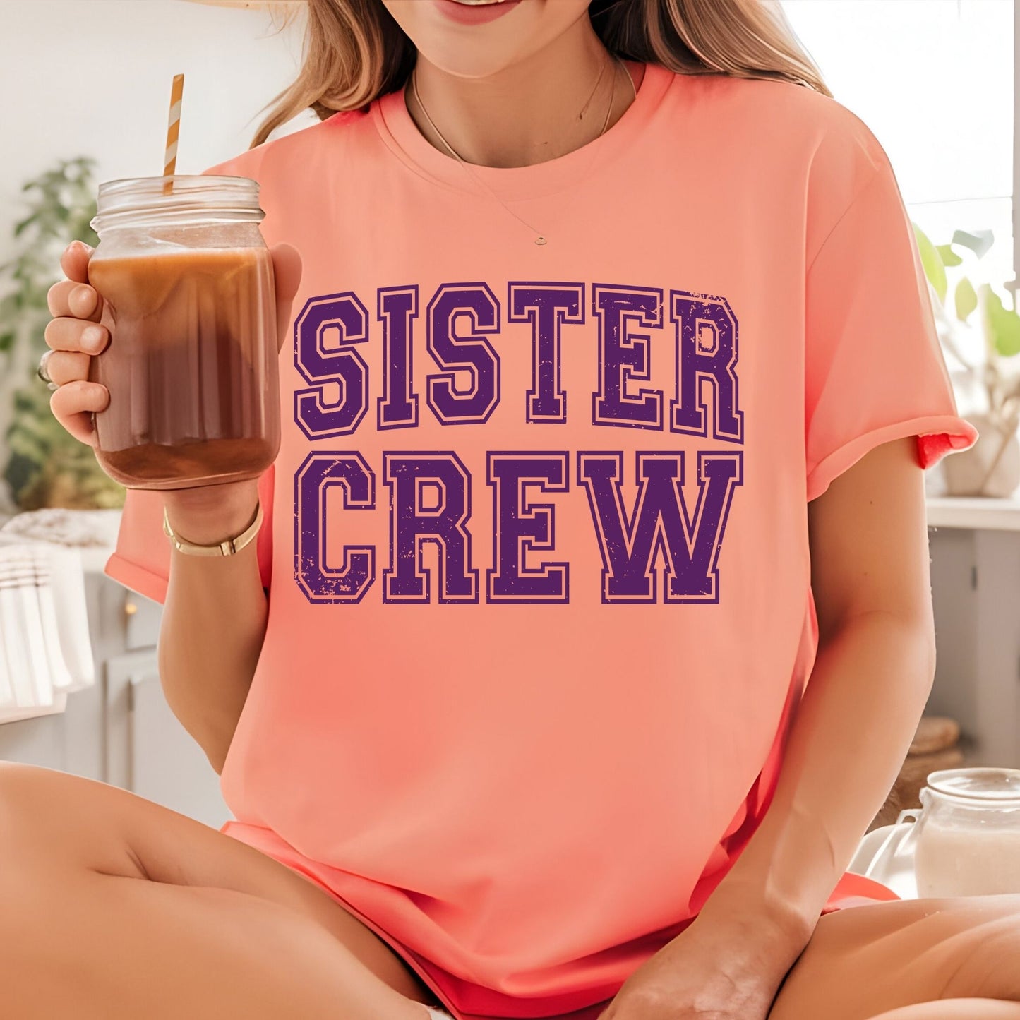 Sister Crew Retro Purple Distressed DTF Transfer