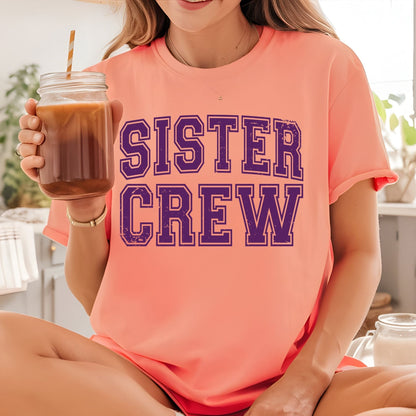 Sister Crew Retro Purple Distressed DTF Transfer