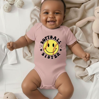 Softball Sister Youth Shirt Smiley Face Softball Sweatshirt