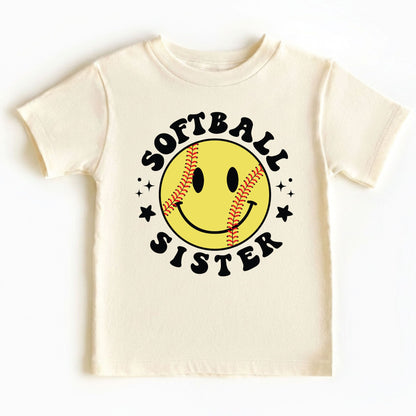 Softball Sister Youth Shirt Smiley Face Softball Sweatshirt