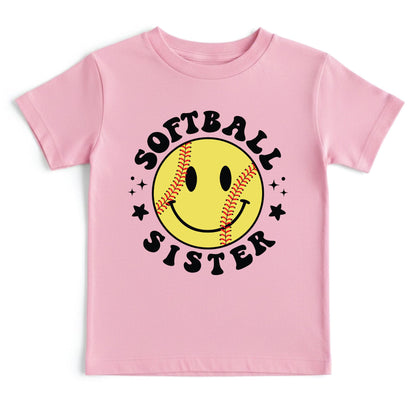 Softball Sister Youth Shirt Smiley Face Softball Sweatshirt
